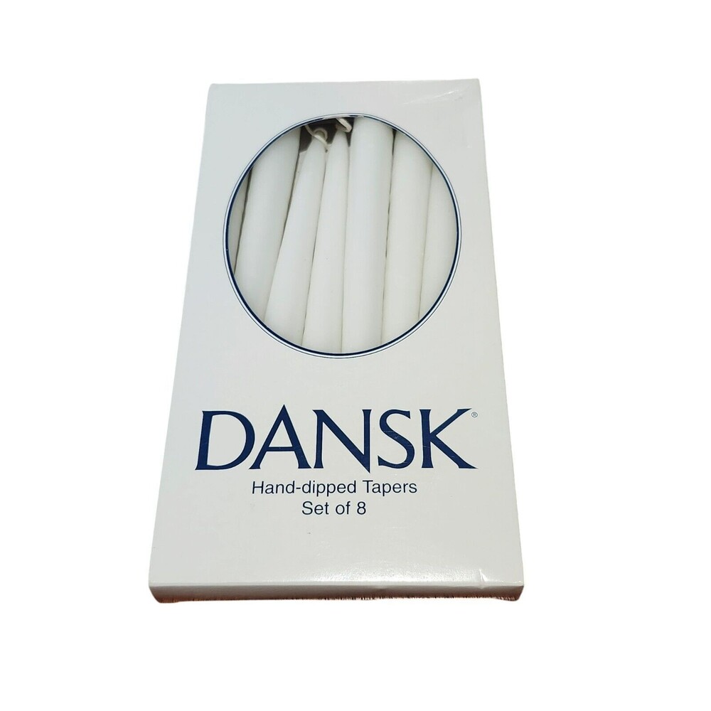 NEW Dansk Hand Dipped 10" Taper Candles Set of 8 WHITE